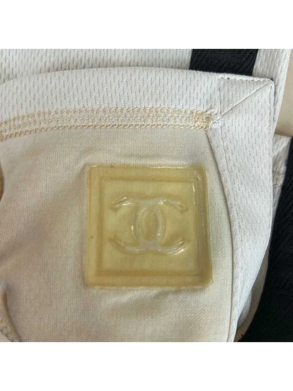 Chanel Jacket 38 M Ivory Black Zip Up Sports Line